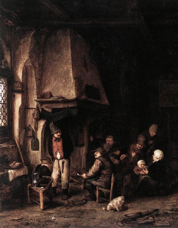 OSTADE, Adriaen Jansz. van Interior of a Farmhouse with Skaters ag Norge oil painting art